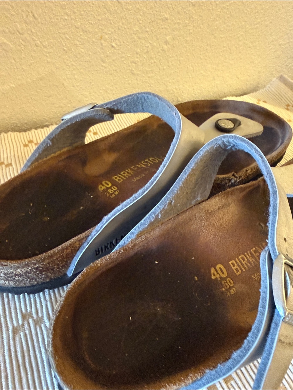 Birkenstock Gizeh Metallic Silver Thong Sandals Womens 9 EU 40 Comfort Shoes - Picture 12 of 16